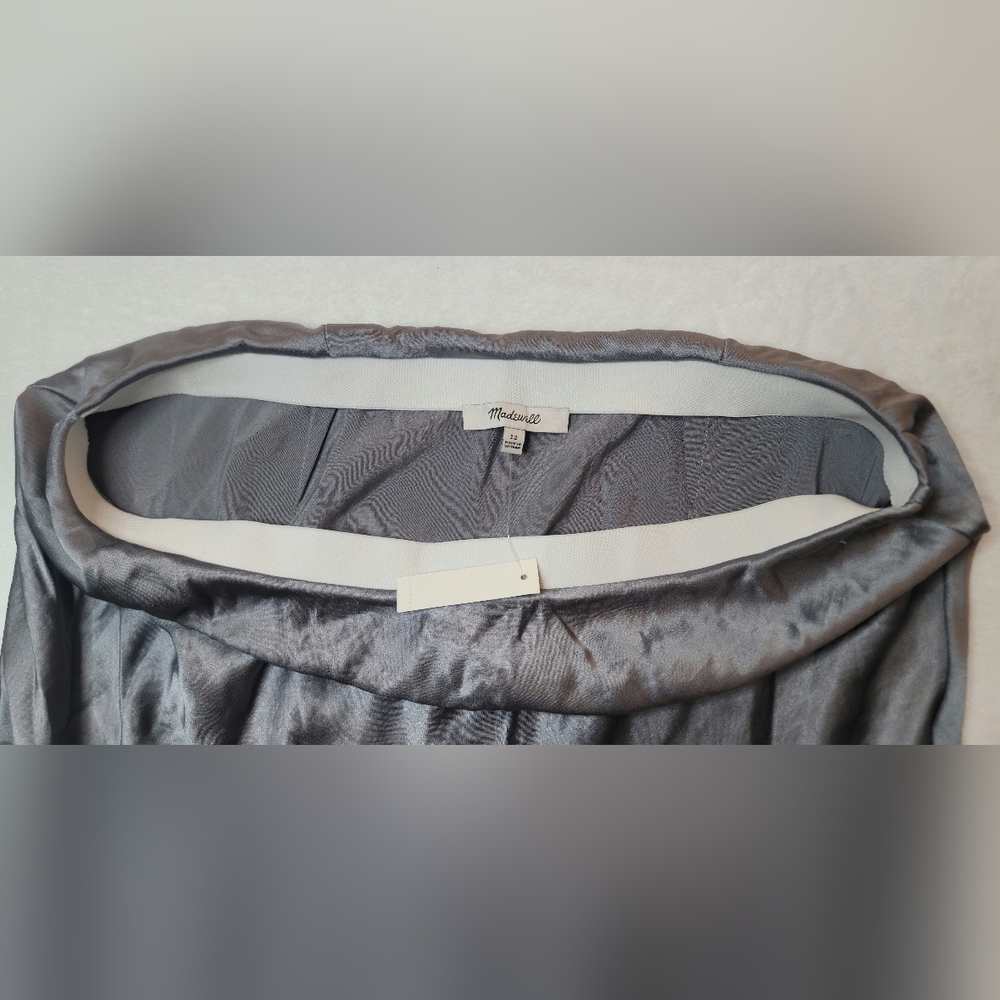 Madewell Bias-Cut Satin Maxi Slip Skirt Size 12 Dusk Gray Elastic Waist Flowy - Picture 9 of 16